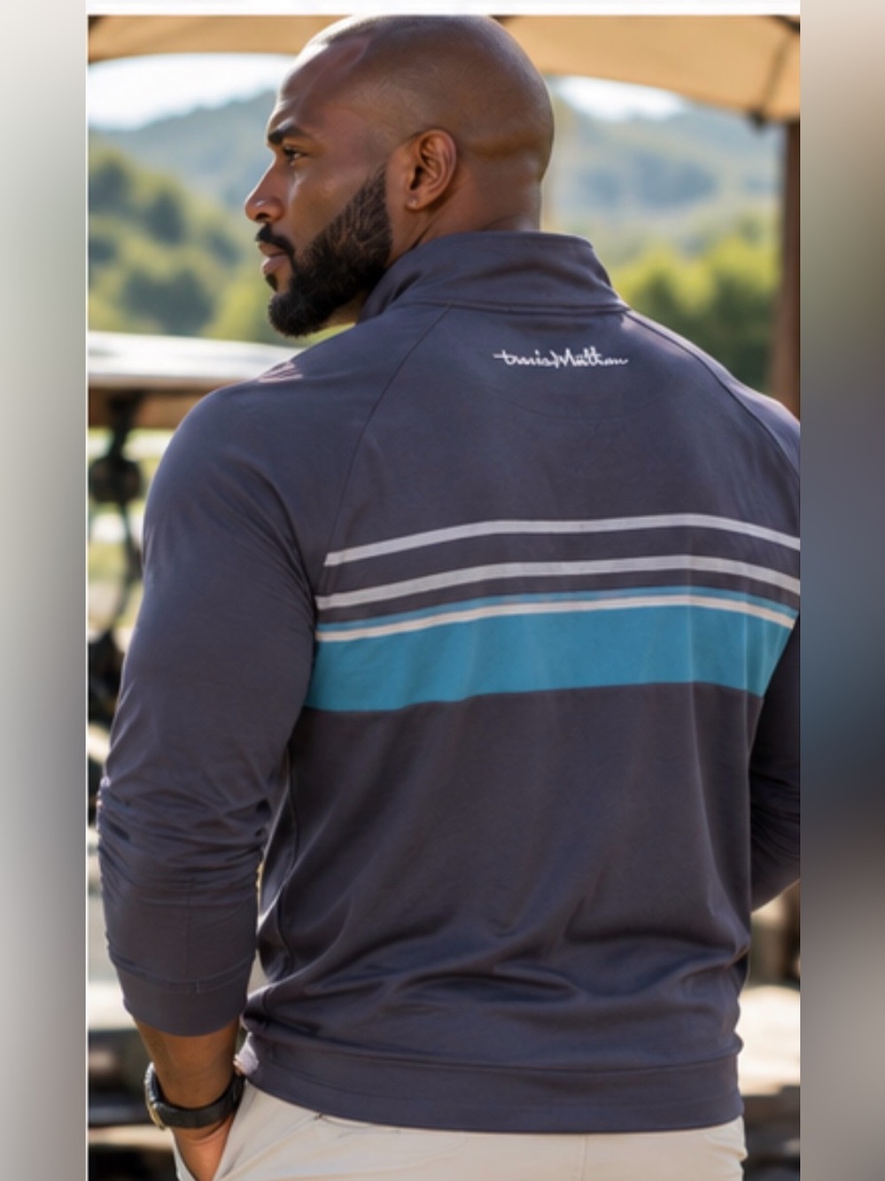 TravisMathew Men’s Striped Quarter-Zip Pullover - Picture 5 of 5